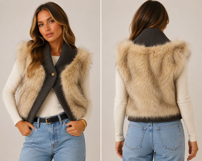 Faux Fur Knit Vest