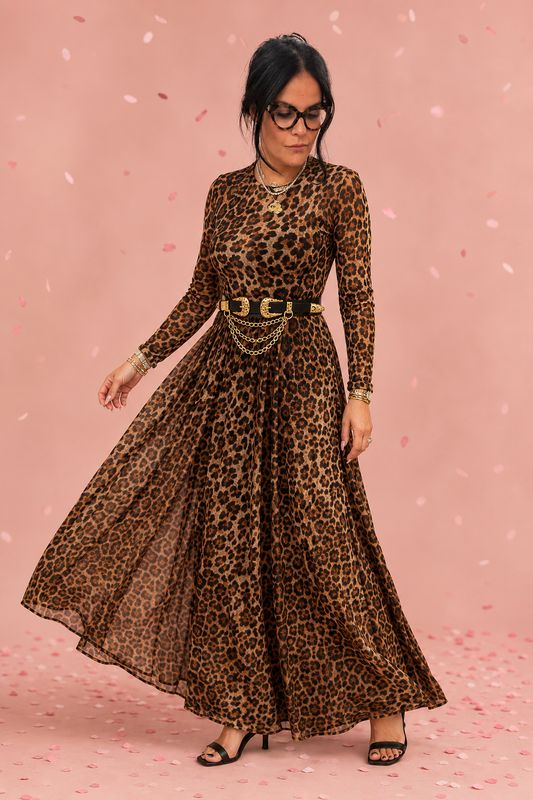 Animal Print Mesh Dress