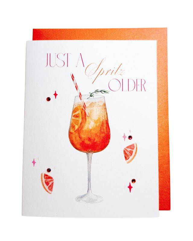 'Just a Spritz' Aperol Spritz Birthday Card — Rhinestone