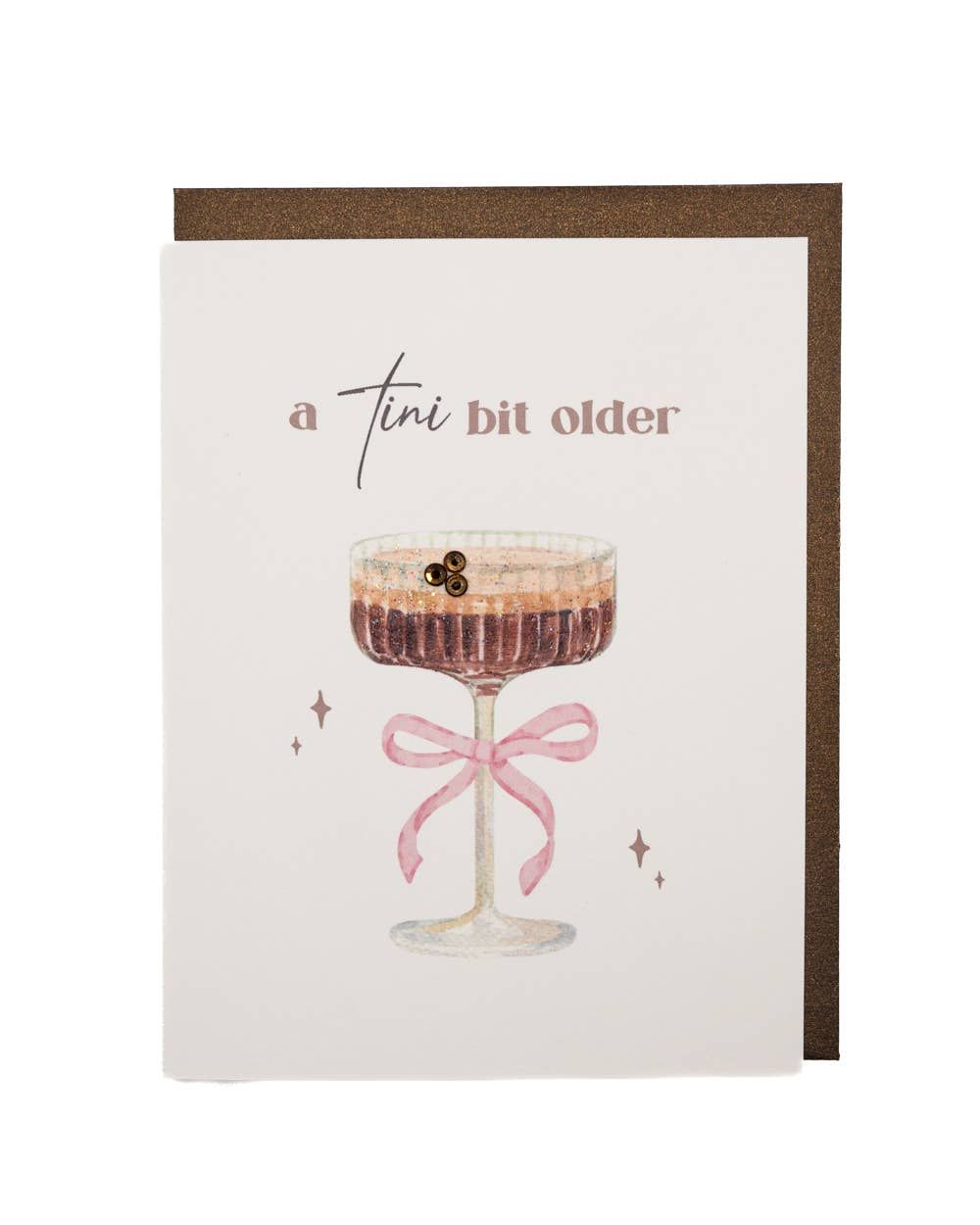 Tini Bit Older Espresso Birthday Card — Rhinestone &amp; Glitter