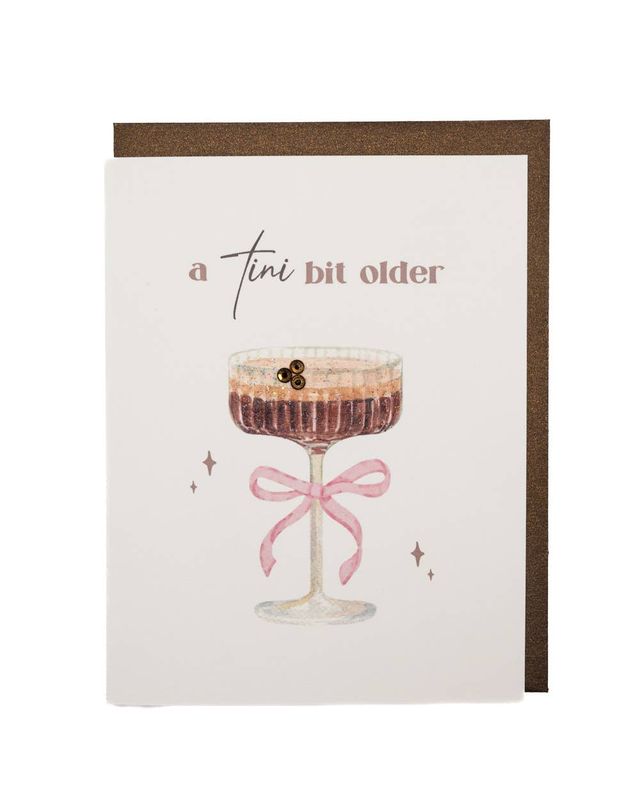 Tini Bit Older Espresso Birthday Card — Rhinestone &amp; Glitter