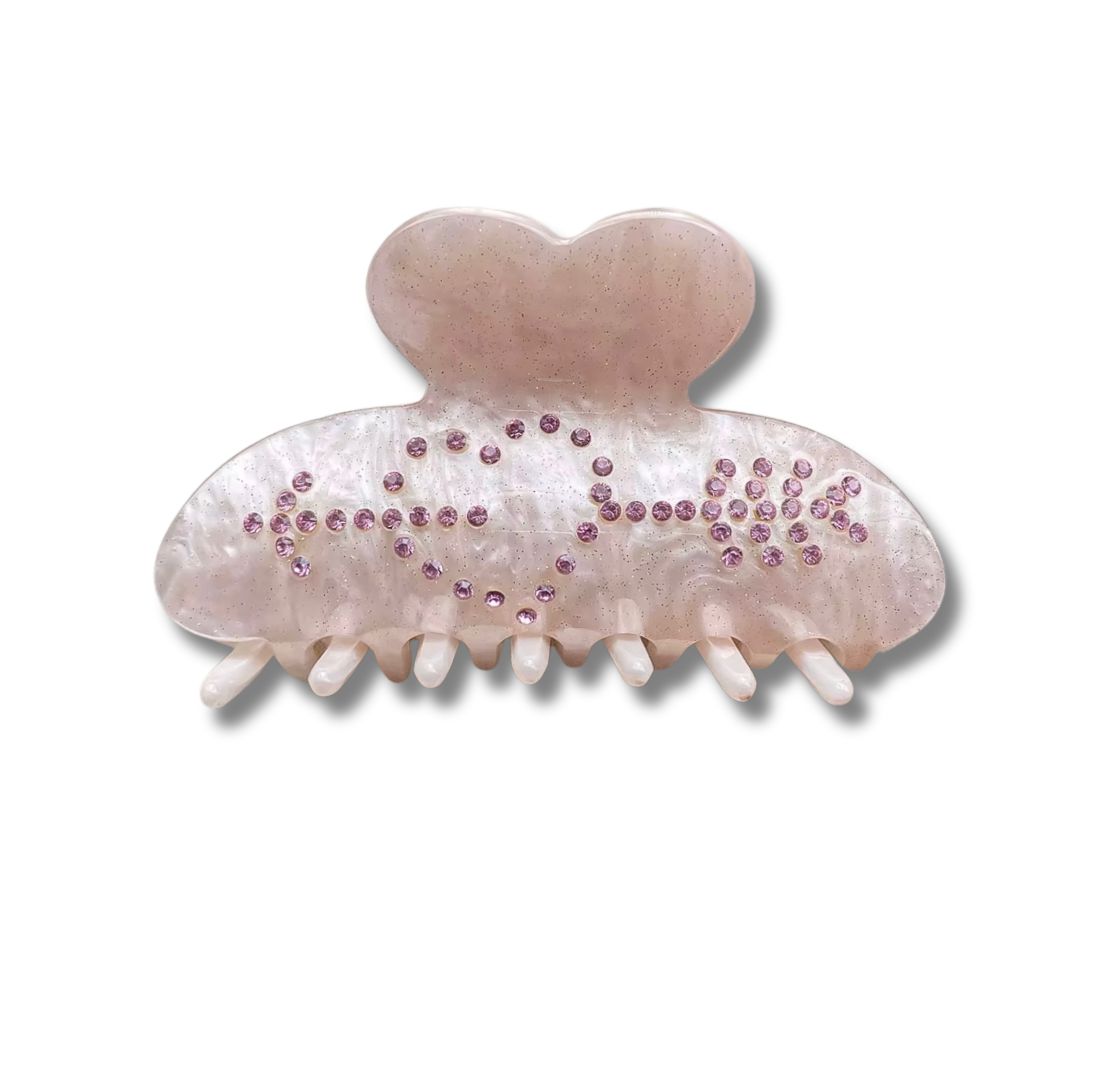 BOW &amp; ARROW RHINESTONE HAIR CLAW CLIP, Color: Pink