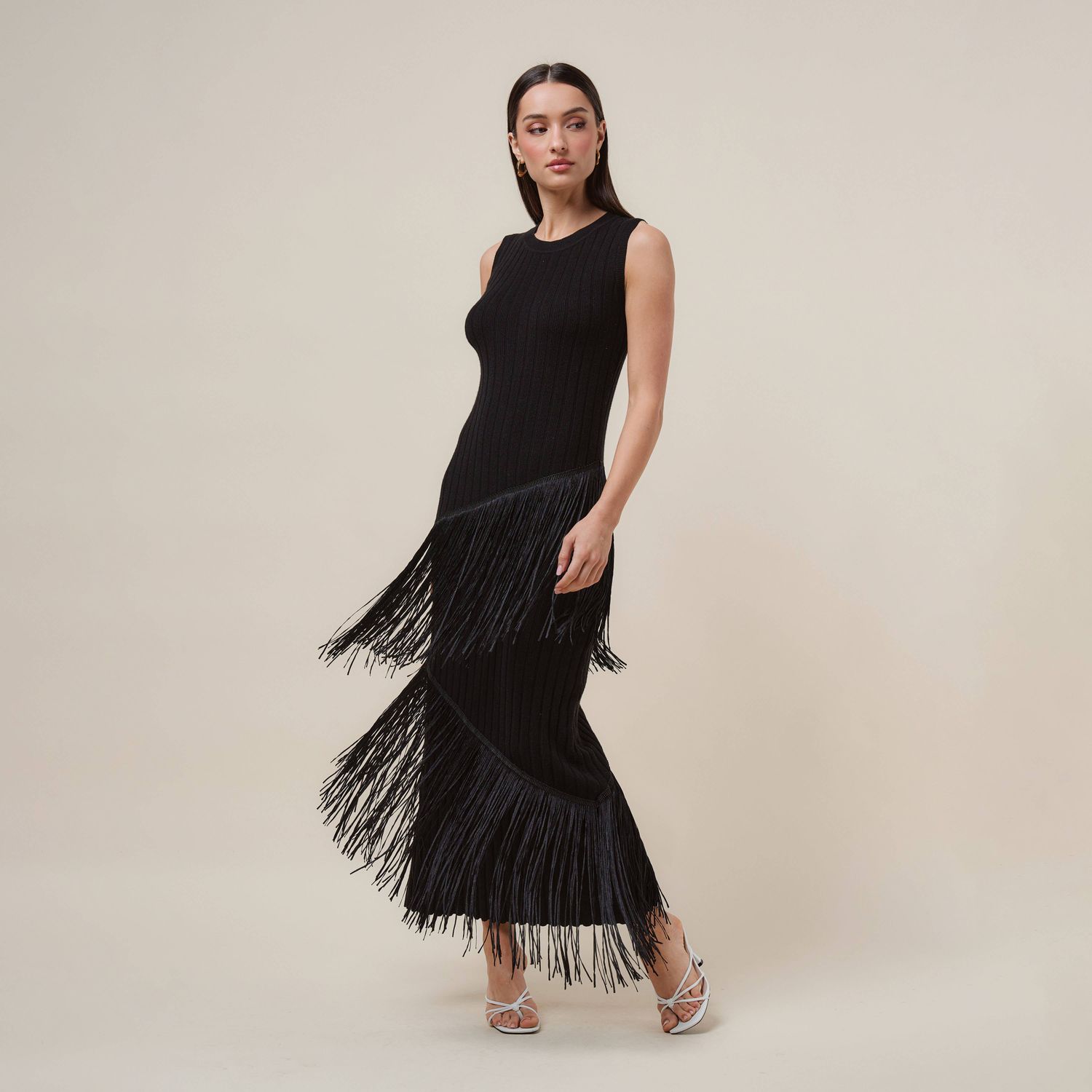 The Fotini fringe maxi dress, Color: BLACK, Size: S