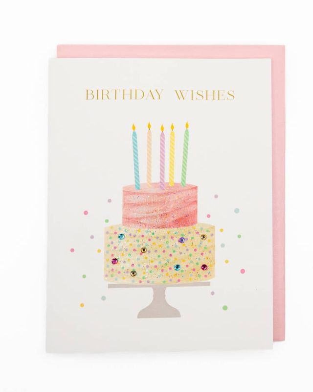'Cake Wishes' Birthday Card — Rhinestone &amp; Glitter