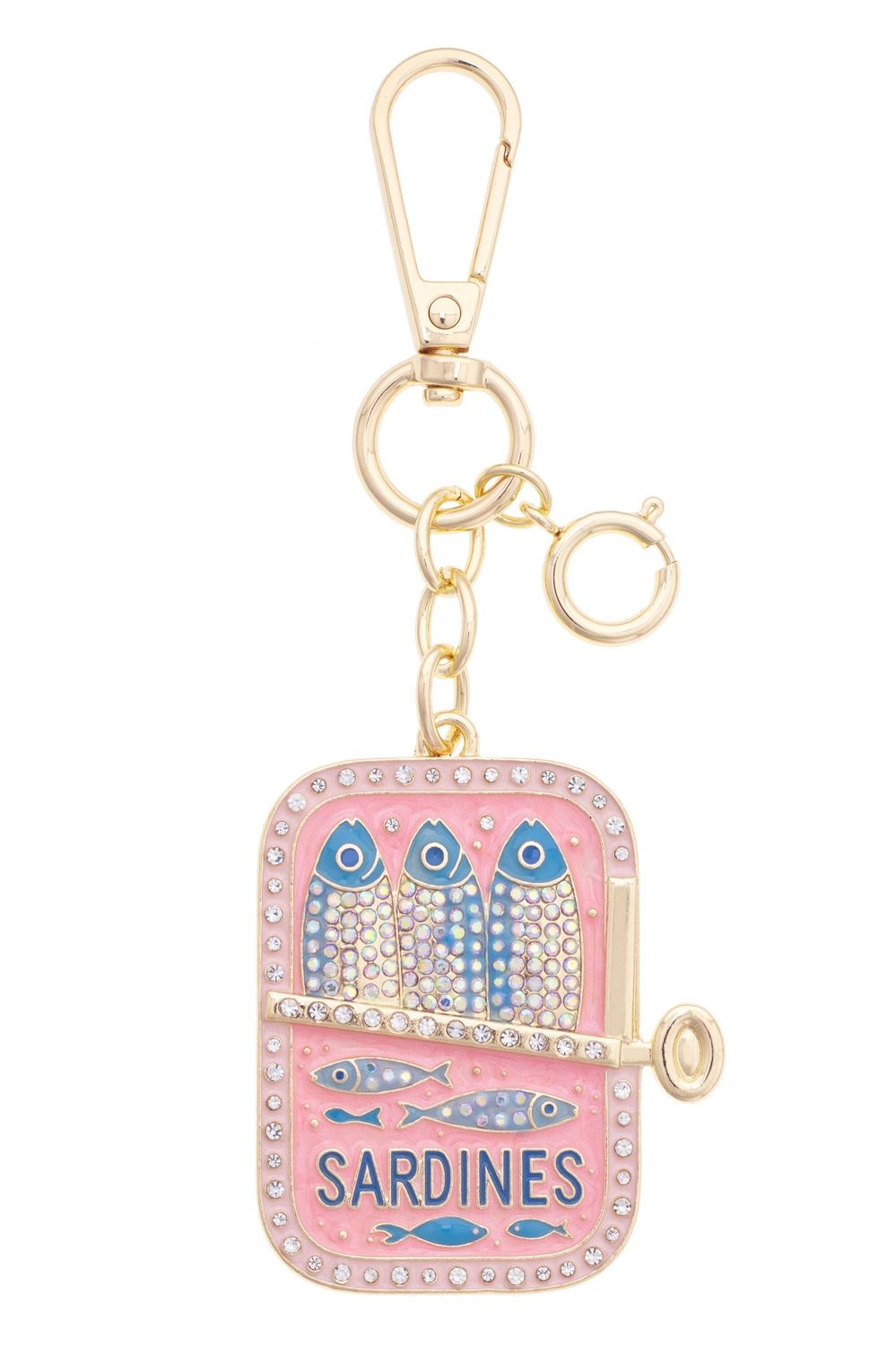 Rhinestone Sardine Tin Embellished Bag Charm in Multi