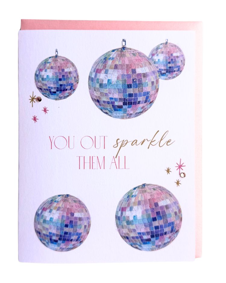 Disco Darling Disco Ball Birthday Card—Rhinestone &amp; Glitter