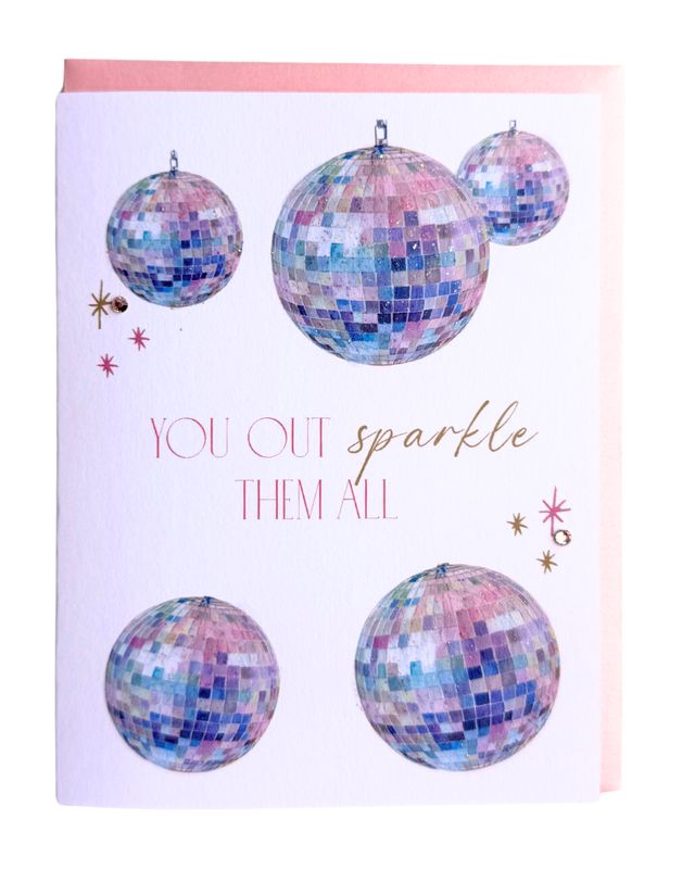 Disco Darling Disco Ball Birthday Card—Rhinestone &amp; Glitter