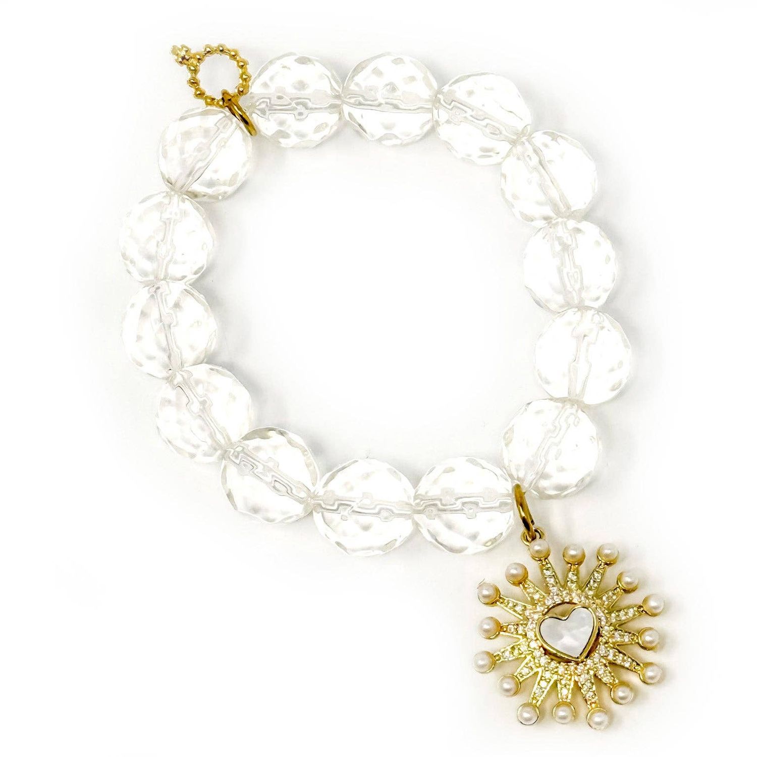 Faceted Clear Quartz with Pearl Starburst Heart