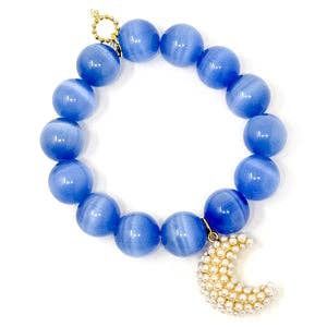 Blue Calcite with Pearl Love You to the Moon