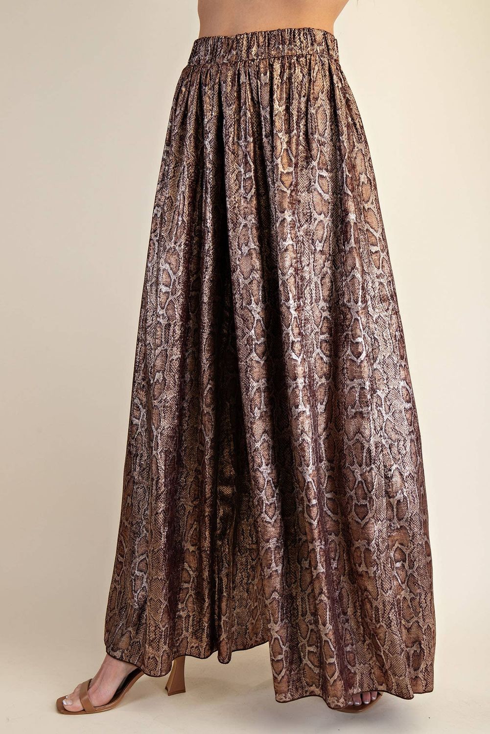 Elastic Waist Cheetah Pants, Color: Burgundy, Size: S