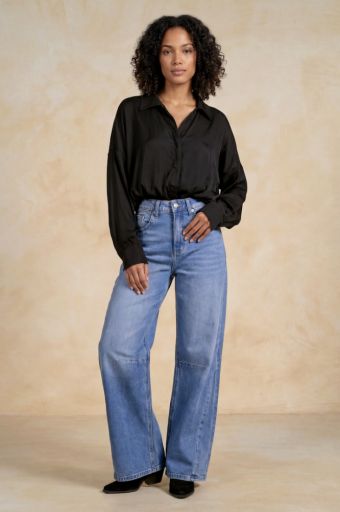 Elan High Rise Barrel Jeans, Size: XS