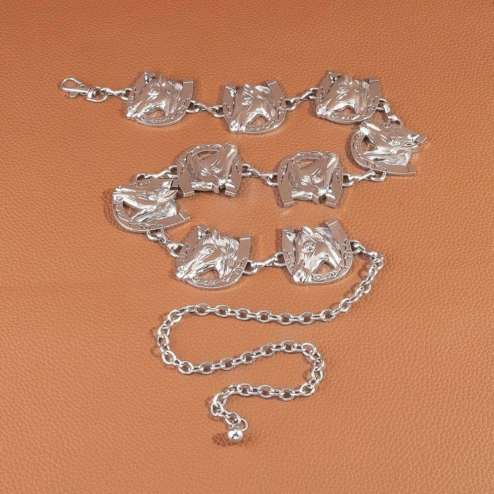 Horse Horseshoe Concho Chain Belt, Color: S