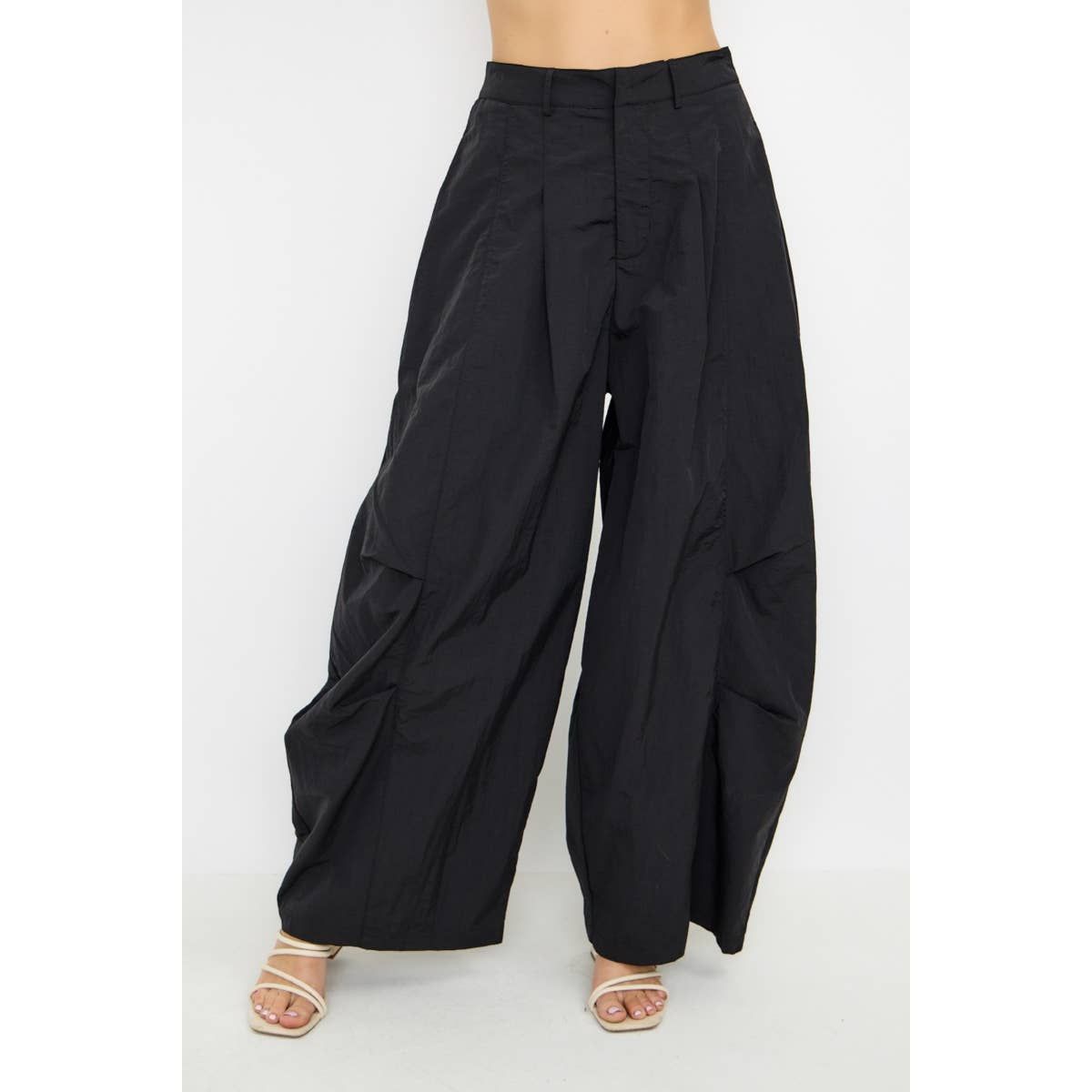 Nylon High Waisted Wide Leg Balloon Pants, Size: S