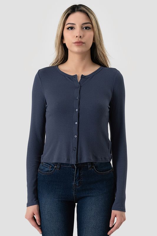 Rib Button Cardigan