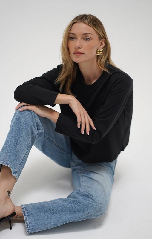 Black Ava Spandex Jersey Long Sleeve