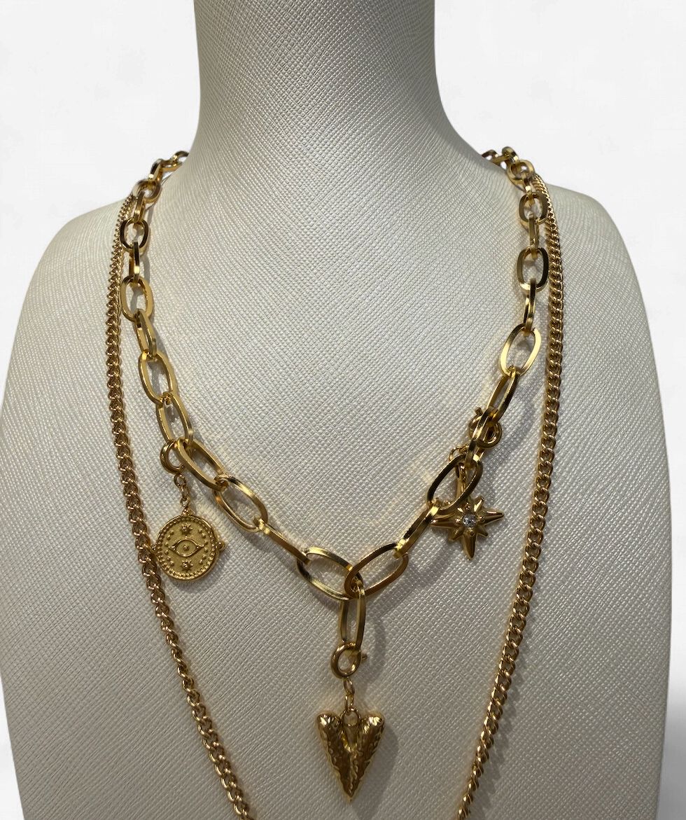 Lyla Sailor Paperclip Chain necklace with charms