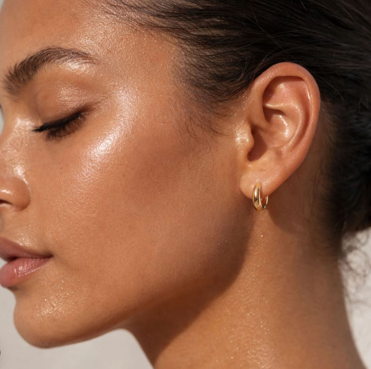 Corinne Elongated Dome Huggie Hoop Earring