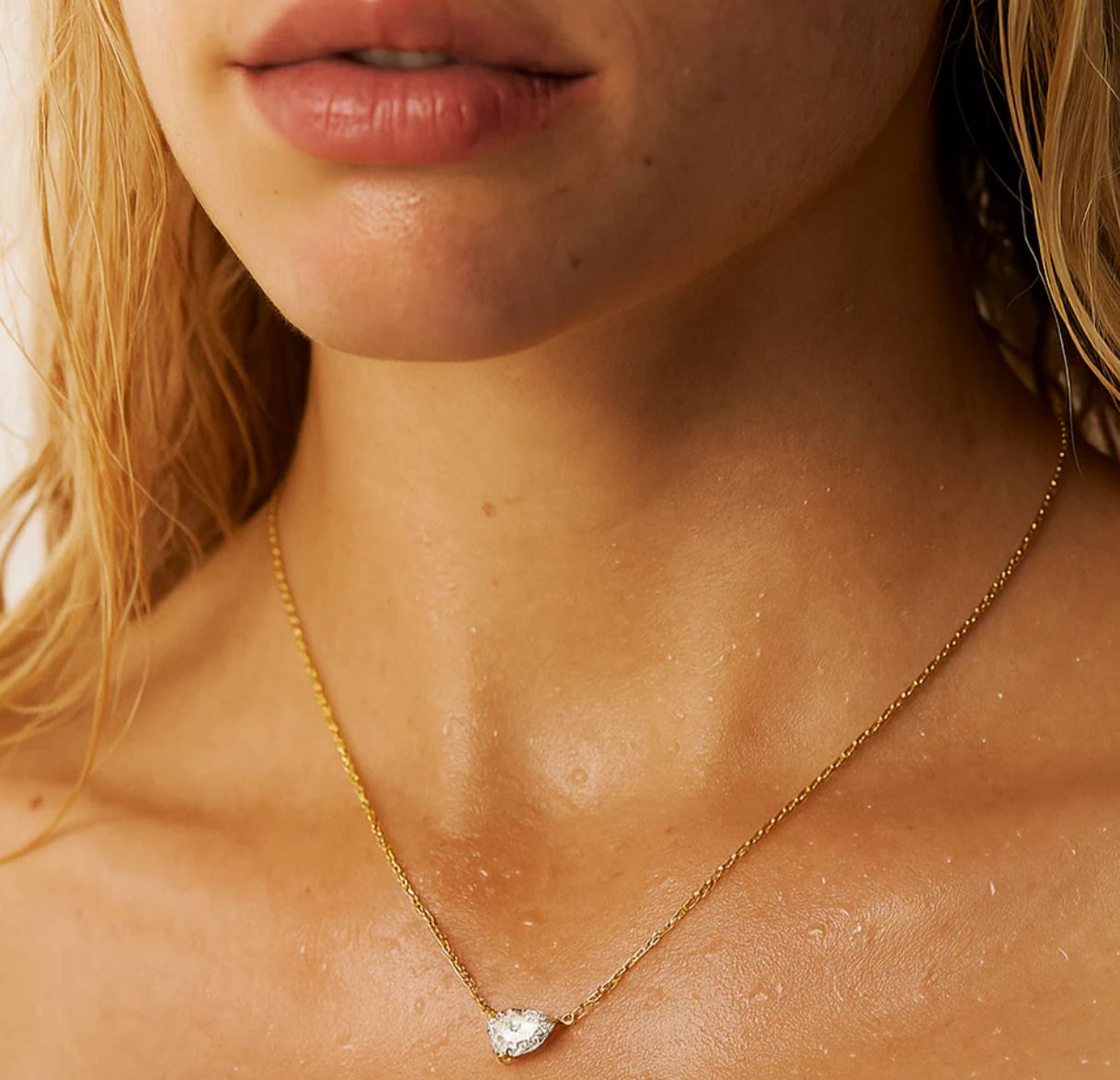 Lola Solitaire Sideways Pear Necklace