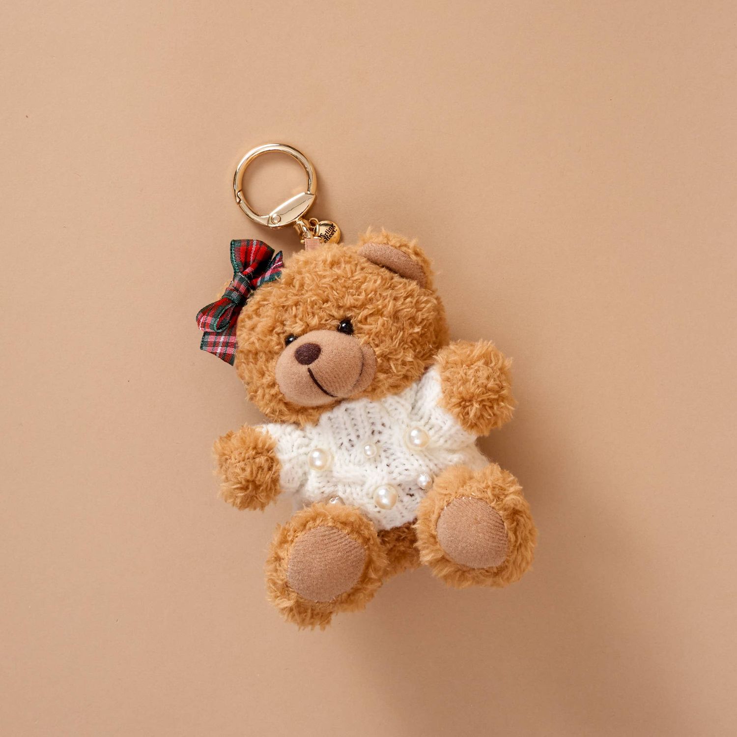 Teddy Bear Bag Charm-Pearls &amp; Plaid