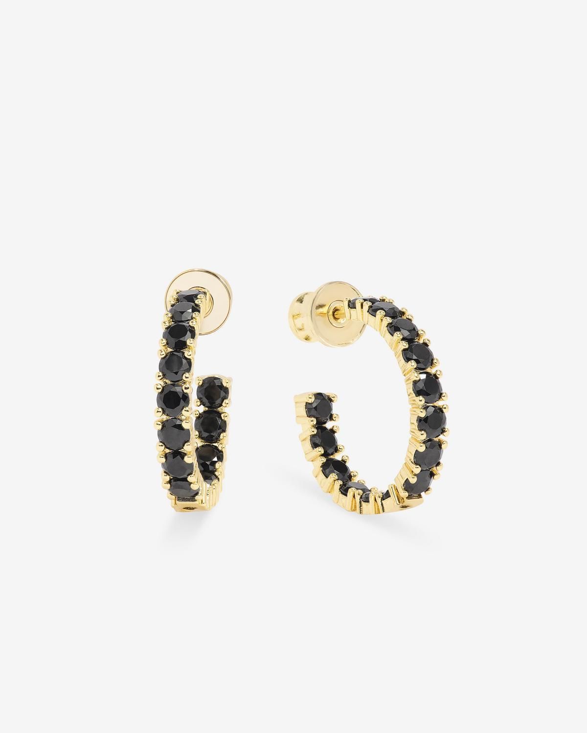 The Heiress Hoops .75" Black Diamond
