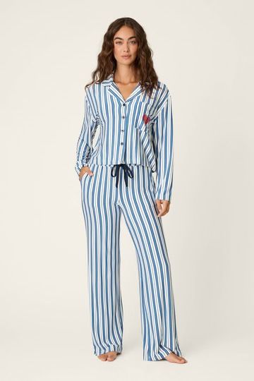 Soiree Dreams Blue Stripe Long Sleeve PJ Set