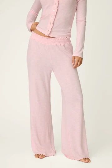 Pretty Stripes Tender Pink Pointelle Pajama Pants