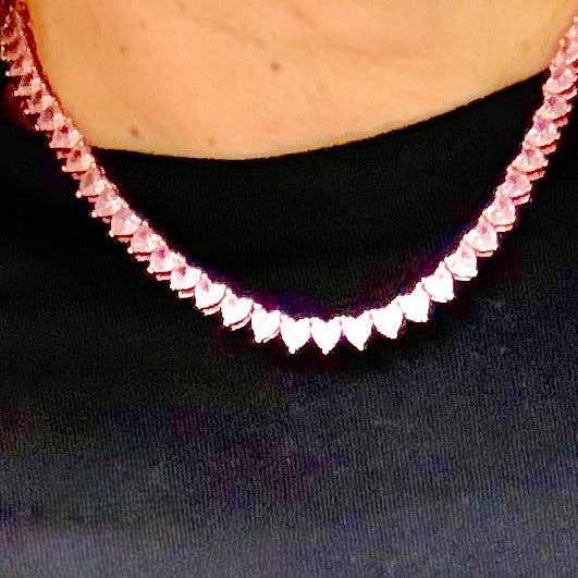 The Rosalie Heart Tennis Necklace, Color: Rose gold, Necklace length type: 16”
