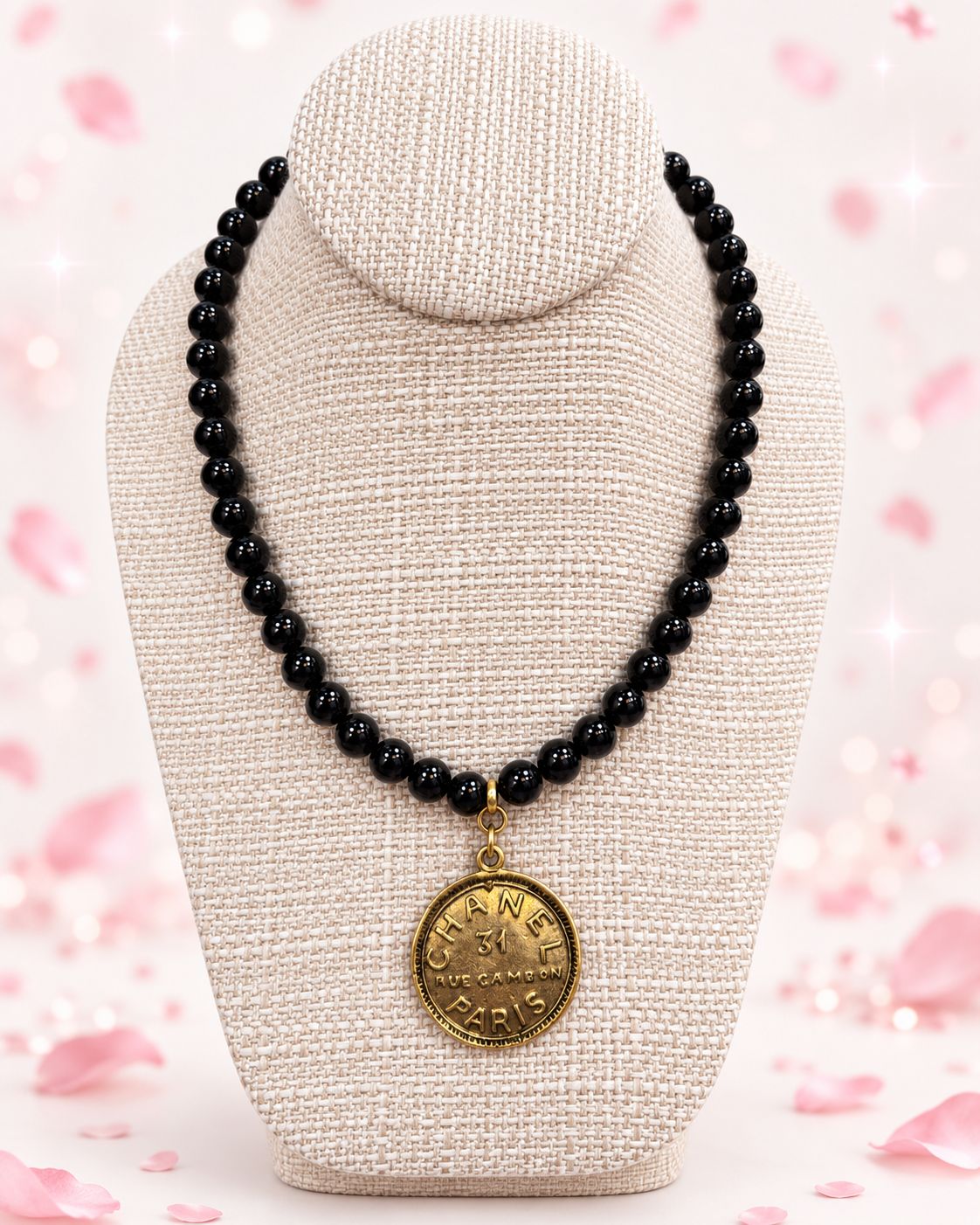 Chanel Inspo Black Pearl Necklace