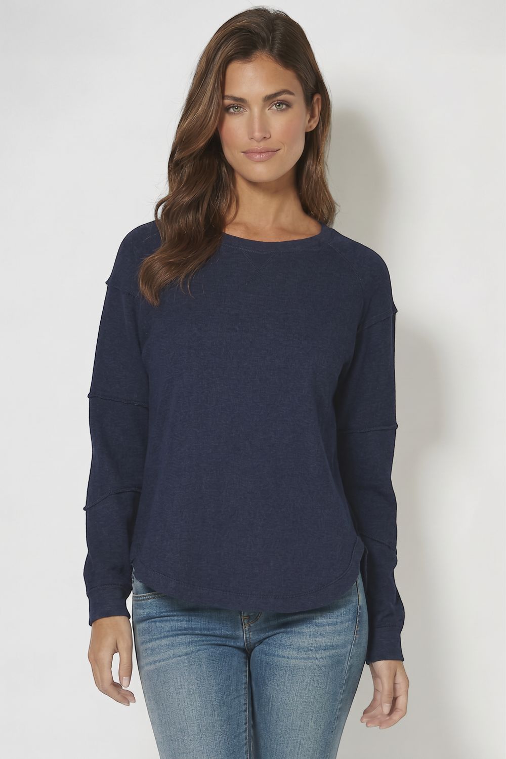 Jewel Neck Seamed Sweatshirt