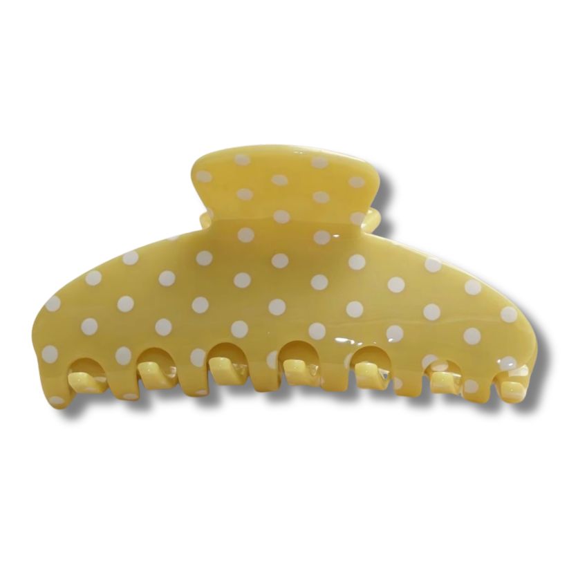 POLKADOT DROPS CLAW HAIR CLIP, Color: Lemon