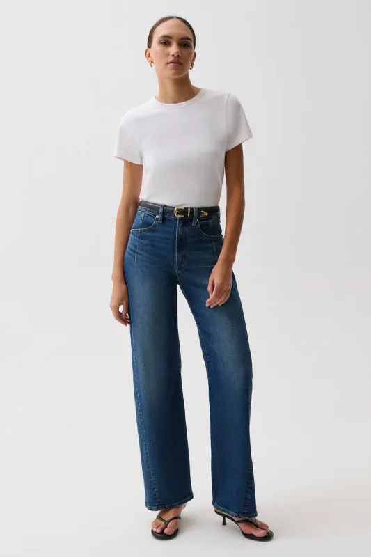 Kyra High Rise Bowed Ankle Wide Leg Jeans