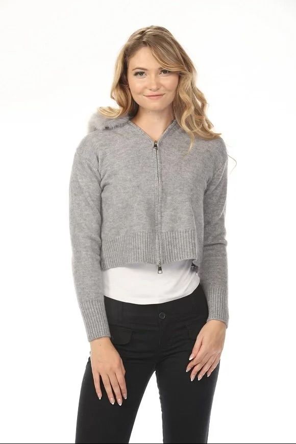 Lena Faux Fur Hoodie Zip Knit