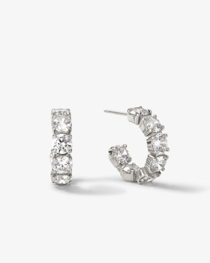 Oh SHE Fancy .75' Hoops Silver