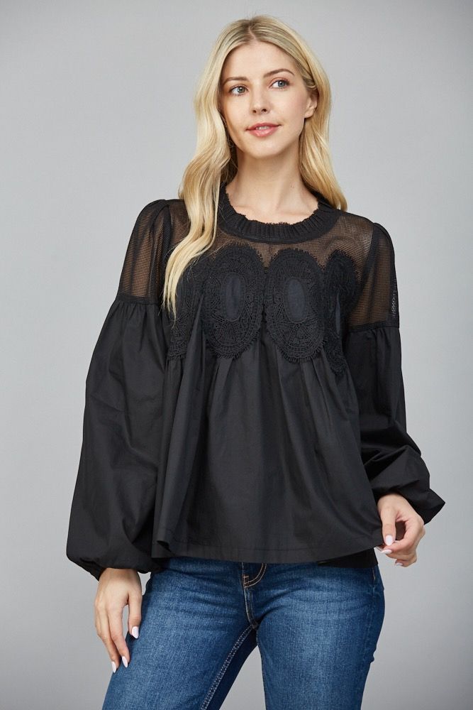 Lace Detailed Long Sleeve Blouse