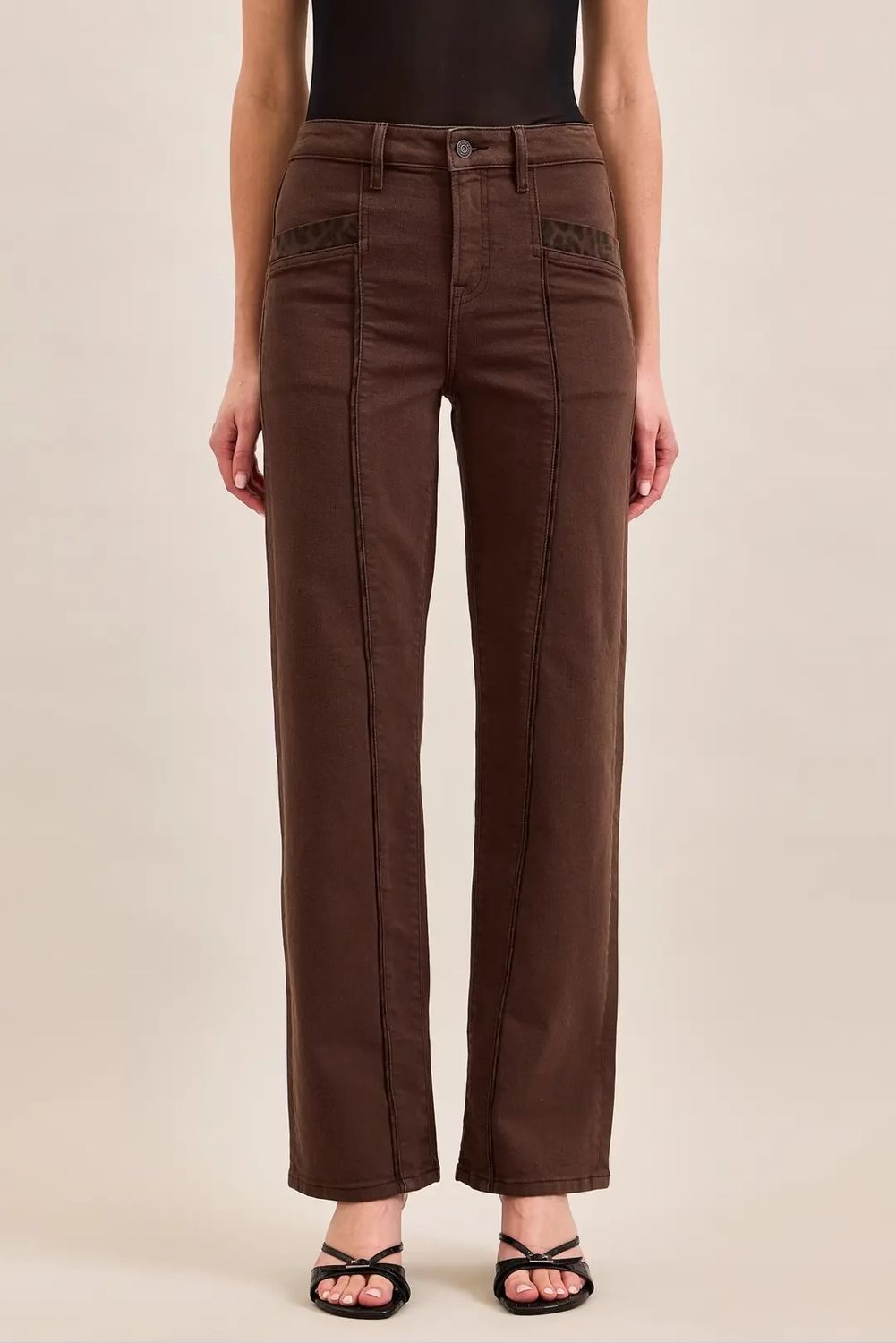 Mocha with Cheetah Trim Jeans
