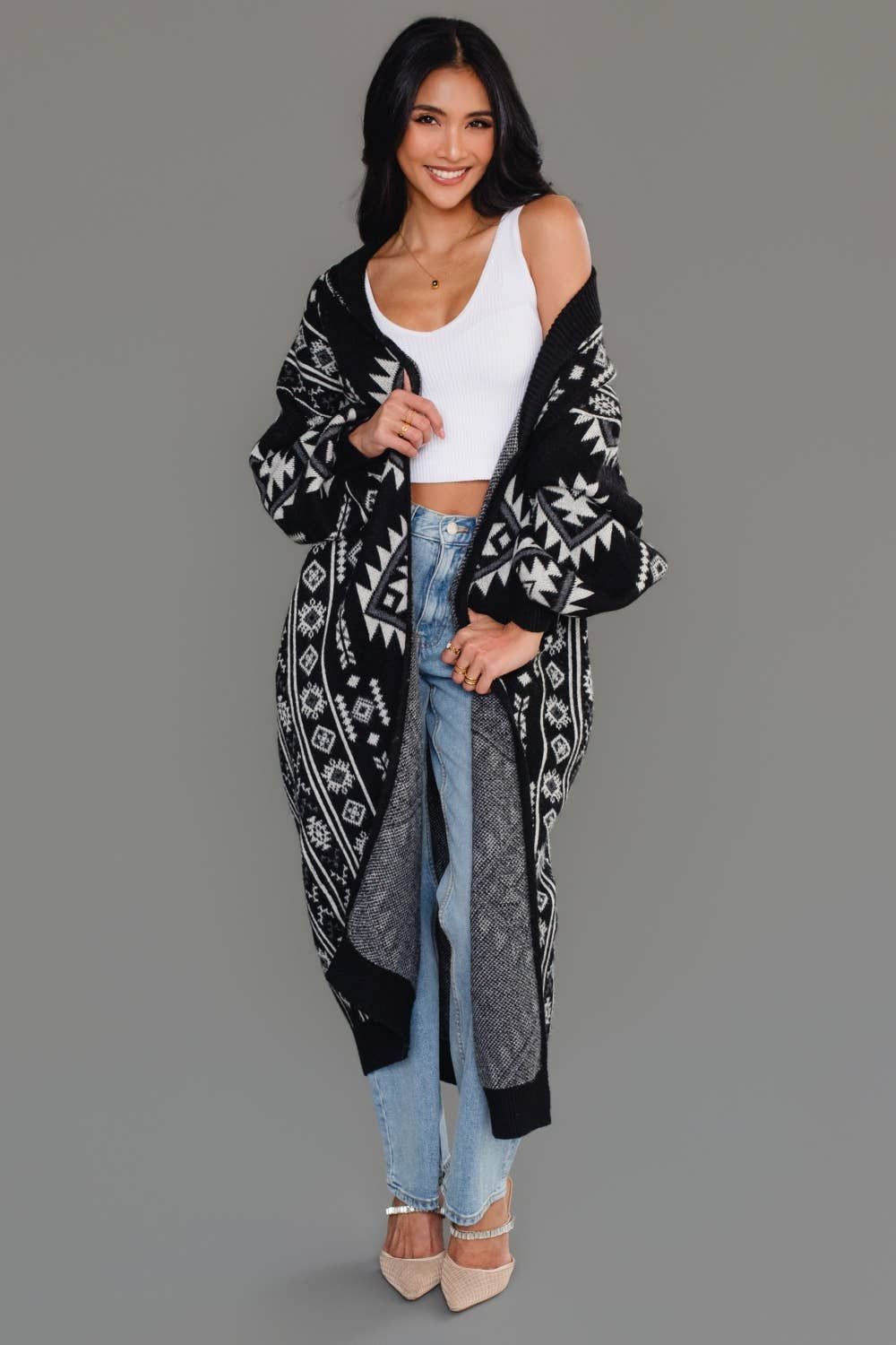 Black &amp; White Western Cardigan