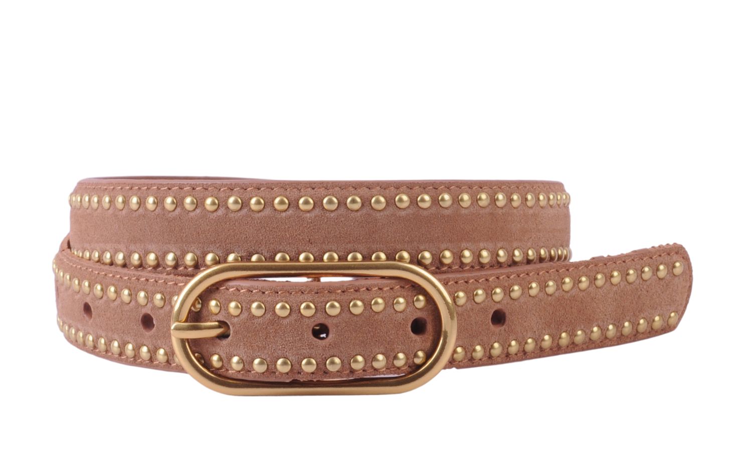 Stud Lined Suede Belt, Color: Taupe, Size: Large