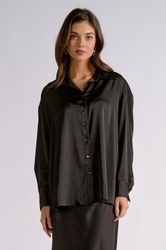 Black Lace Back Button Down Blouse, Size: S