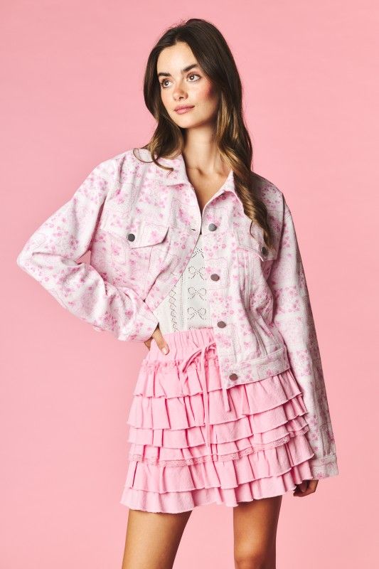 Valentine Bandana Print Denim Jacket