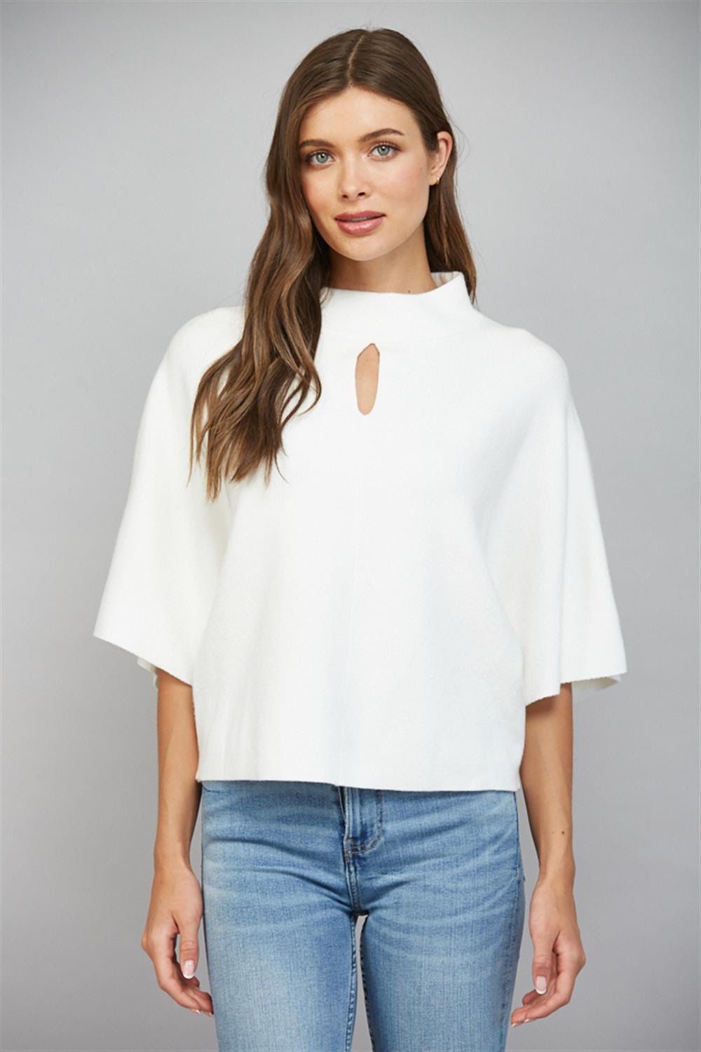 Mock-Neck Batwing Top