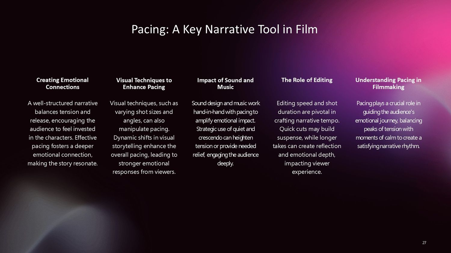 Cinematic Narrative Lab – Part 027: Pacing as a Narrative Tool for Tension and Release in Storytelling