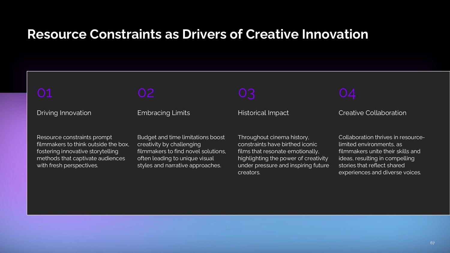 Cinematic Narrative Lab – Part 067: Resource Constraints as Drivers of Creative Innovation