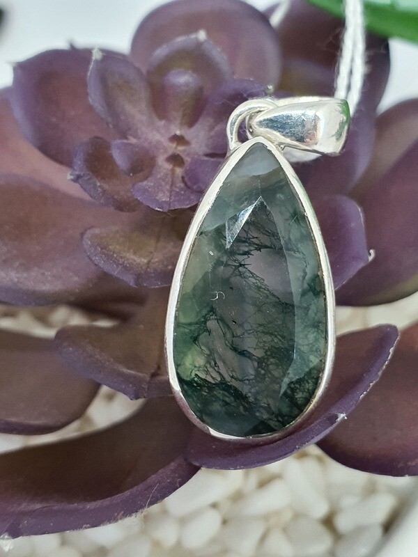 Faceted Moss Agate Pendant
