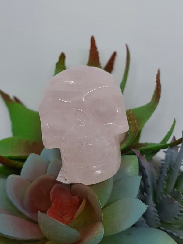Carved Rose Quartz Skull
