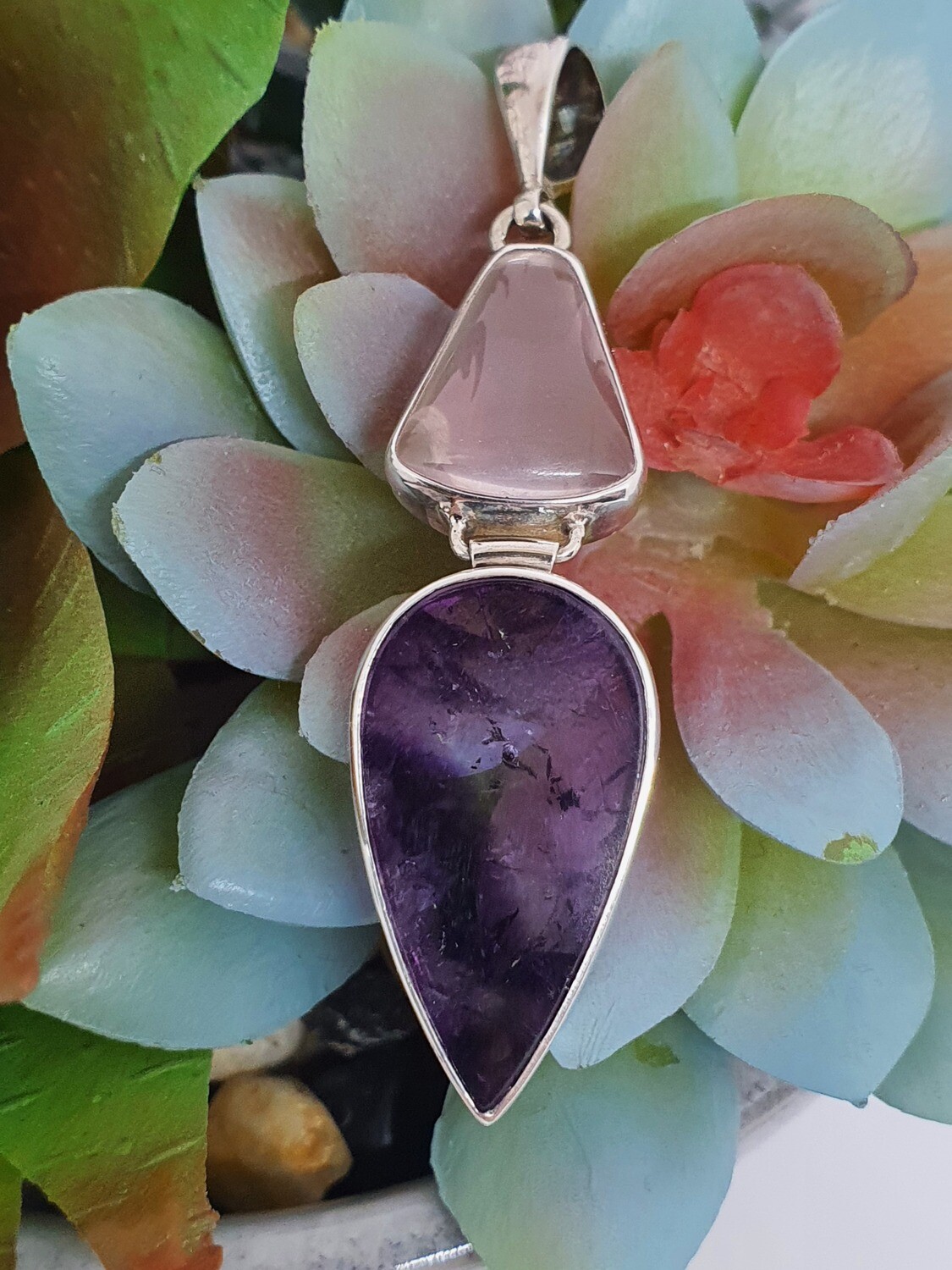 Rose Quartz &amp; Amethyst Pendant