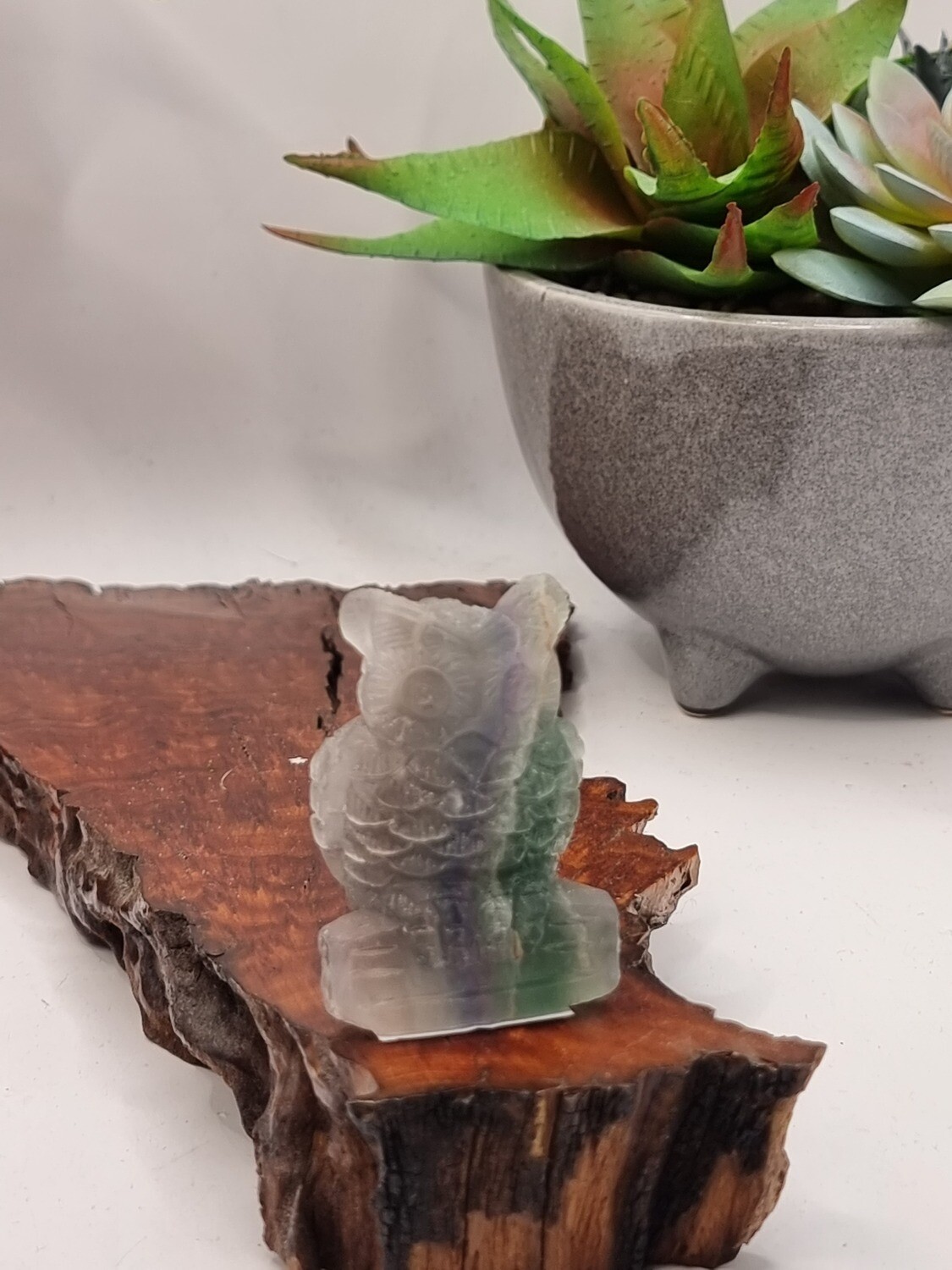Fluorite Carved Owl