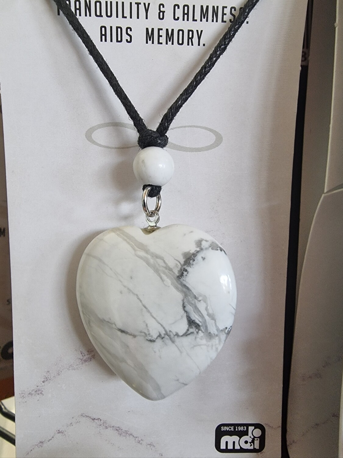 Howlite, Select Option: Heart Pendant