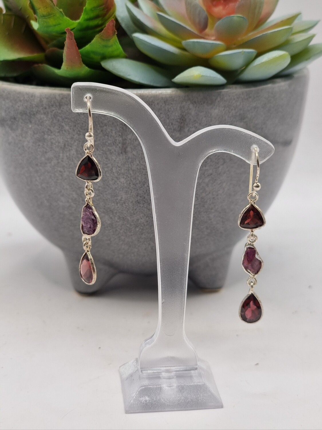 925 Silver Garnet Earrings
