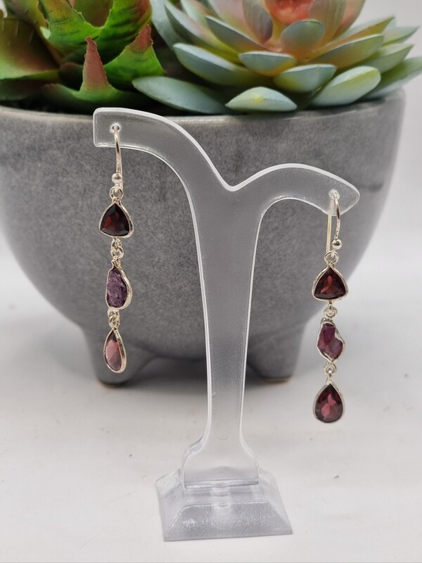 925 Silver Garnet Earrings