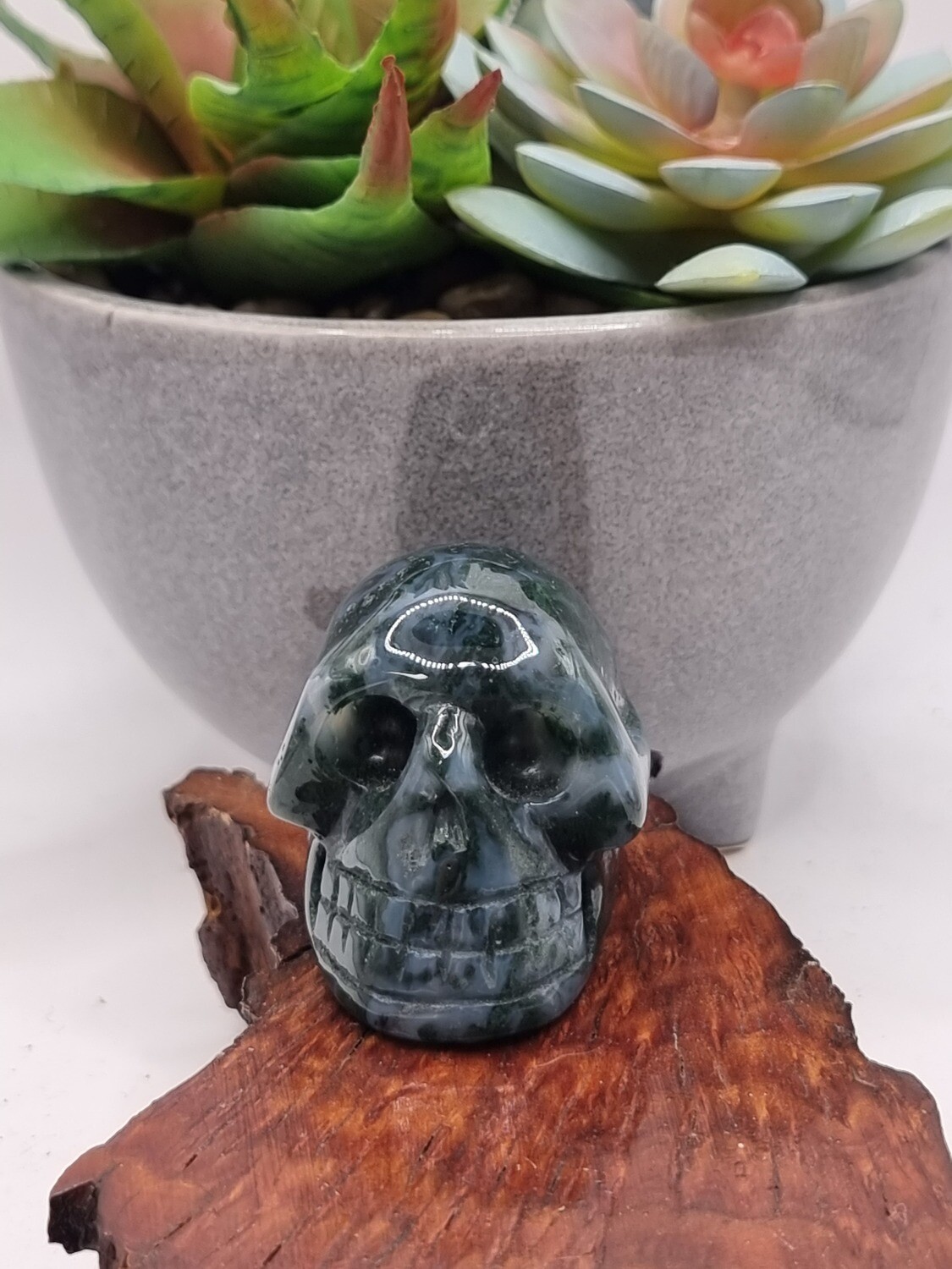Moss Agate Skull